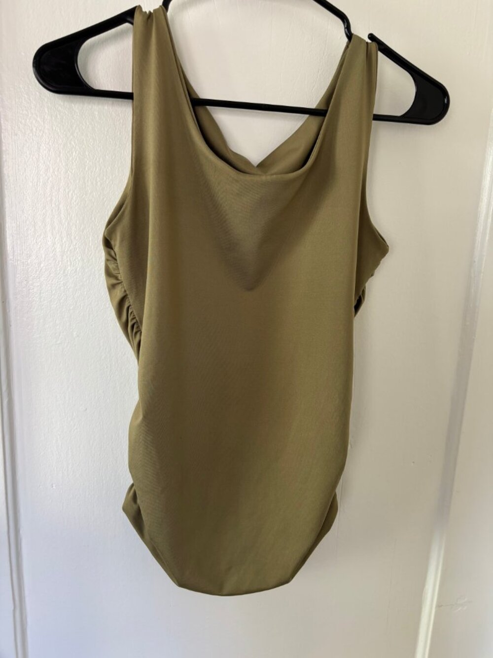 Arthur Apparel Ruched Tank in Army Green - Picture 4 of 5